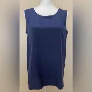 VTG Samantha Taylor 100% Silk, Navy, Sleeveless Blouse, Size M